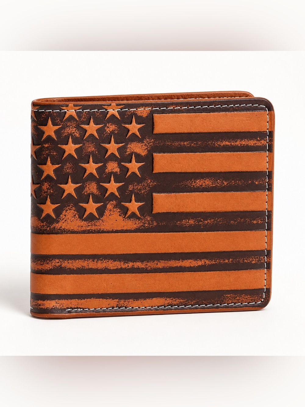 BRAND NEW WITH TAGS Men's Embossed American Flag RFID Leather Wallet